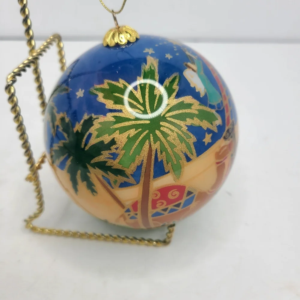 Pier 1 Li Bien Hand Blown Glass Hand Painted Nativity Scene Large Ornament 2010